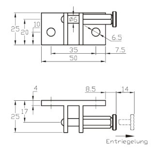 Kuppelbock KB-F6, mit federgelagertem Bolzen &Oslash;6mm
