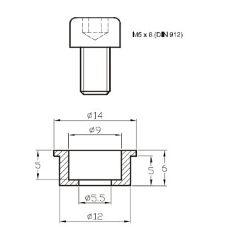 Montageschraube LB 12-SL5-M5x8, Lagerbolzen mit Schraube f&uuml;r S-Antrieb