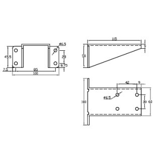 Montagekonsole MK-W1 Winkelkonsole zum 90&deg; gedrehten Anbau der Montagekonsolen, 115mm lang