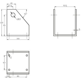 Montagekonsole MK 93-1, BxL 93x120mm, 2x13mm Bohrung f&uuml;r 1 Montageposition