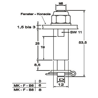Gasdruckfeder GFD 200-100-19, Hub 200mm, 100N, gedämpft, mit Winkelge