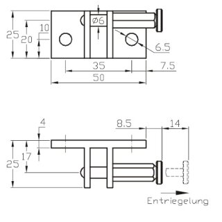Kuppelbock KBK-F 6 mit 6mm federgelagertem Bolzen